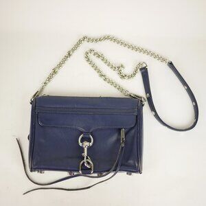 REBECCA MINKOFF Purse Navy Blue leather crossbody purse shoulder handbag 9"x7"